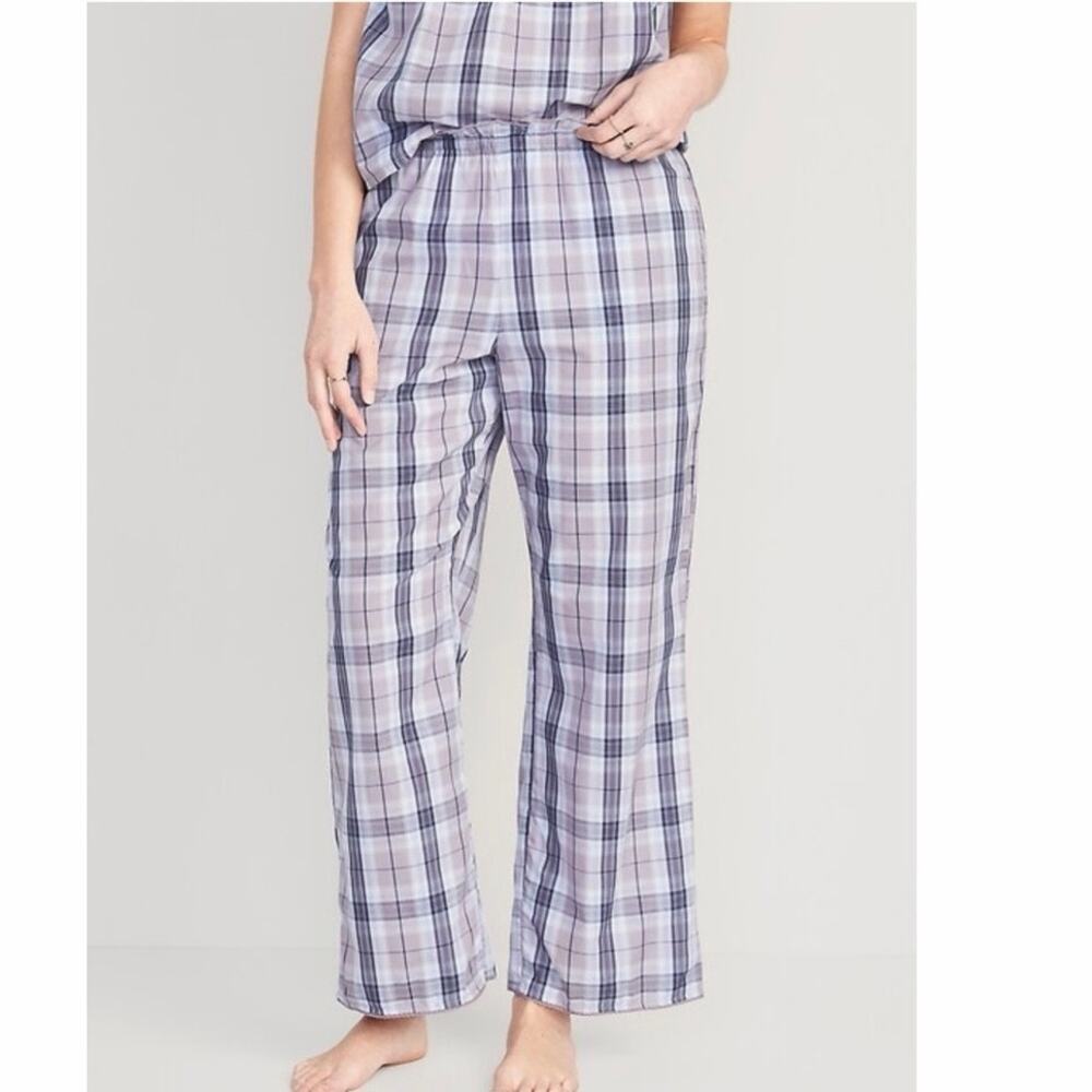 Old Navy Purple Plaid Pajama Sleep Set Top And Pants Spaghetti Straps Sz M - Picture 3 of 13